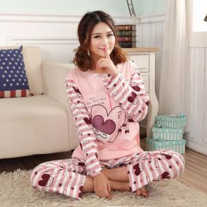 ชุดนอนแขนยาว ลายน่ารักหวานๆ ผ้าฝ้าย ใส่สบาย (M L XL)