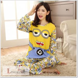 ชุดนอนแขนยาว ลายการ์ตูน "มินเนี่ยน" ใส่สบาย