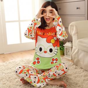 ชุดนอนแขนยาว ลายคิตตี้ทั้งตัว (Hello Kitty) ผ้ายืดนุ่มๆ