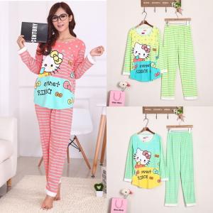 ชุดนอนน่ารักแขนยาว ลายคิตตี้ ฟรีไซส์ ผ้านิ่มนุ่มๆ