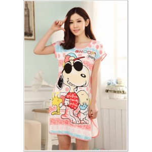 ชุดนอนกระโปรงน่ารัก ลายน้องสุนัข Snoopy ผ้านิ่มๆ ลายลิขสิทธิ์