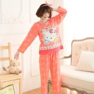 ชุดนอนลายการ์ตูน คิตตี้น่ารัก (KITTY) แขนยาวขายาว ฟรีไซส์