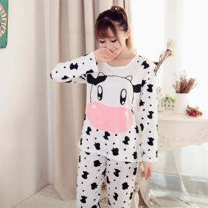 ชุดนอนแขนยาว ลายน้องวัวน่ารัก ฟรีไซส์