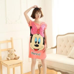 ชุดนอนการ์ตูน มิกกี้เม้าท์ กระโปรงเดรส สีส้มๆ
