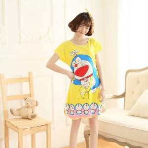 ชุดนอนการ์ตูน โดราเอมอน กระโปรงเดรส สีเหลืองสดใส