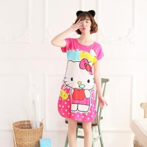 ชุดนอนคิตตี้ KITTY สีชมพู กระโปรงเดรส ฟรีไซส์