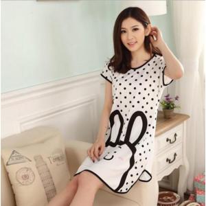 ชุดนอนกระโปรงลายจุดกระต่ายน่ารัก ฟรีไซส์ พร้อมส่ง