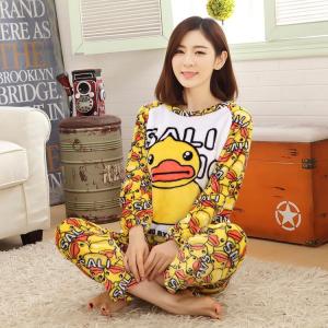 ชุดนอนแขนยาวขายาว น้องเป็ดน่ารัก ลายทั้งตัวเลย ใส่นอนหน้าหนาว