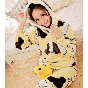 ชุดนอนหน้าหนาว มีฮูดน่ารัก ลายมิกกี้ ใส่นอนหน้าหนาว