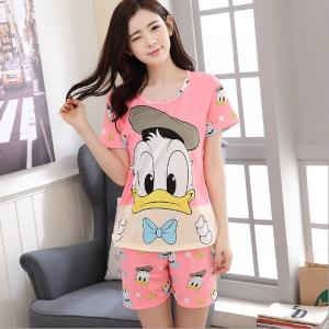ชุดนอนแขนสั้น ผ้ายืดใส่สบาย ลายการ์ตูนโดนัลด์ดั๊ก พร้อมส่ง