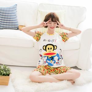 ชุดนอนน่ารักแขนสั้นขาสั้น ลายพอลแฟร้งค์ เนื้อผ้านิ่ม ใสในวันสบายๆ