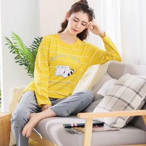 ชุดนอนเกาหลี แขนยาวขายาว ผ้าคอตตอนเนื้อนุ่ม ลายหมีขั่วโลกสีสดสวย