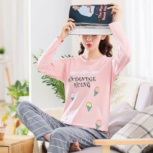 ชุดนอนเกาหลีน่ารัก แขนยาวขายาว ลายไอศครีมน่ารักคูลๆ ผ้าคอตตอนเนื้อนุ่ม ใส่นอนสบาย