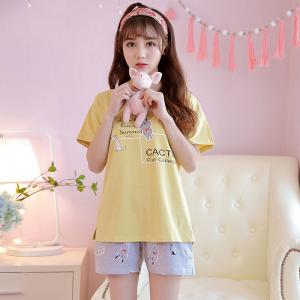 ชุดนอนน่ารัก แขนสั้น ทรงสวยสไตล์เกาหลี ผ้าคอตตอน 100%