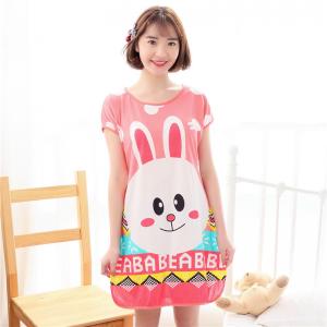 ชุดนอนกระโปรงน่ารัก กระต่ายหูตั้งหลังขาว สำหรับหน้าร้อนนอนสบาย