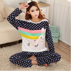 ชุดนอนแขนยาว น้องกระต่าย ลายจุด น่ารักใส่สบาย (M,L,XL)