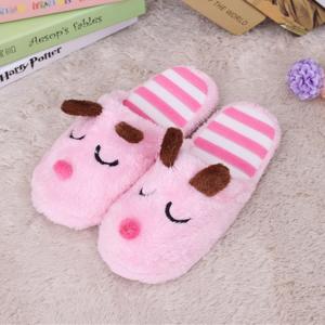 รองเท้าสลิปเปอร์ ใส่ในบ้าน สีชมพู ลายน้องหมารัก ขนปุยนุ่ม เท้า 37-40