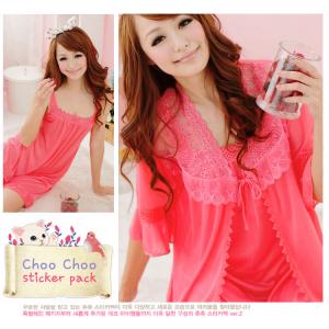 ชุดนอนเซ็กซี่ แดงหวานๆ พร้อมเสื้อคลุม น่ารักไม่โป้