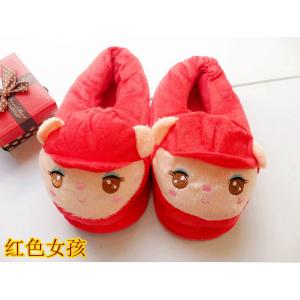 รองเท้าใส่ในบ้าน ลายการ์ตูน สาวน้อยน่ารัก (สีแดง)